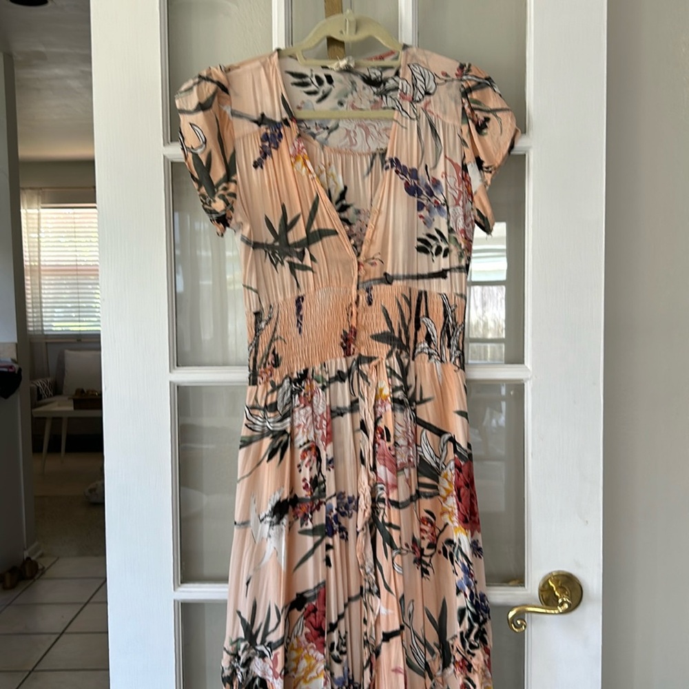 Long Floral Button Front Maxi Dress